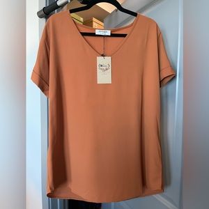 Zenana short sleeve almond blouse